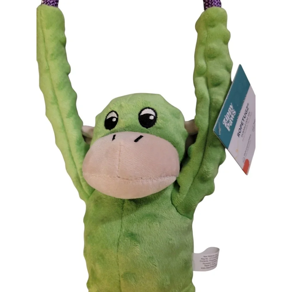 ZippyPaws RopeTugz Monkey Durable Dog Toy‎ Squeaker Green